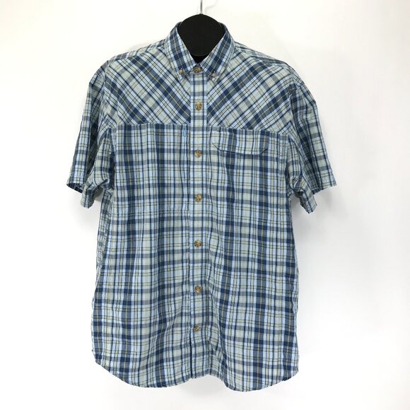 Duluth Trading Co. Armachillo Short Sleeve Shirt Men's Size Large Plaid Outdoor - Picture 1 of 13